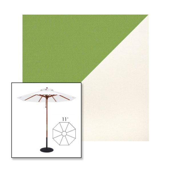 Picture of Ginkgo White | 11' Wood Frame Market Umbrella Sunbrella® Awning Fabric