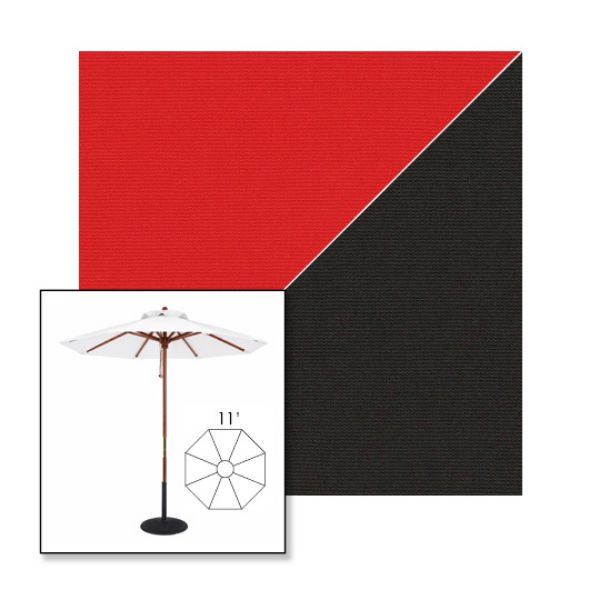 Picture of Logo Red Black | 11' Wood Frame Market Umbrella Sunbrella® Awning Fabric
