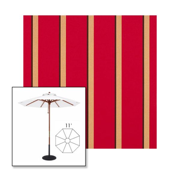 Picture of Manteo Cardinal | 11' Wood Frame Market Umbrella Sunbrella® Awning Fabric