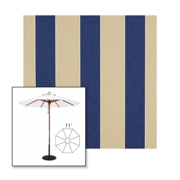 Picture of Mediterranean Canvas Block | 11' Wood Frame Market Umbrella Sunbrella® Awning Fabric