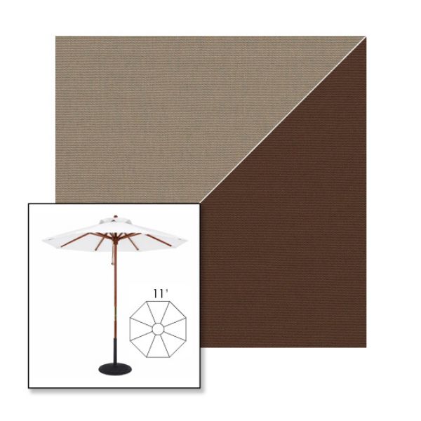Picture of Taupe True Brown | 11' Wood Frame Market Umbrella Sunbrella® Awning Fabric