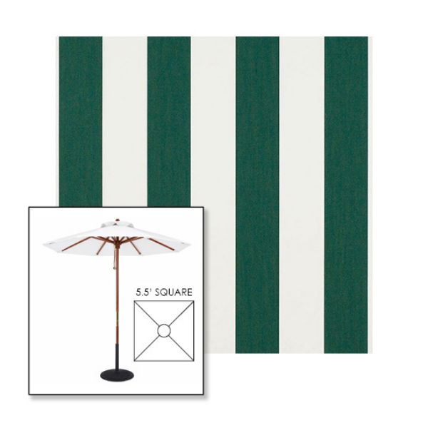 Picture of Beaufort Forest Green Natural | 5.5' Wood Square Frame Market Umbrella Sunbrella® Awning Fabric