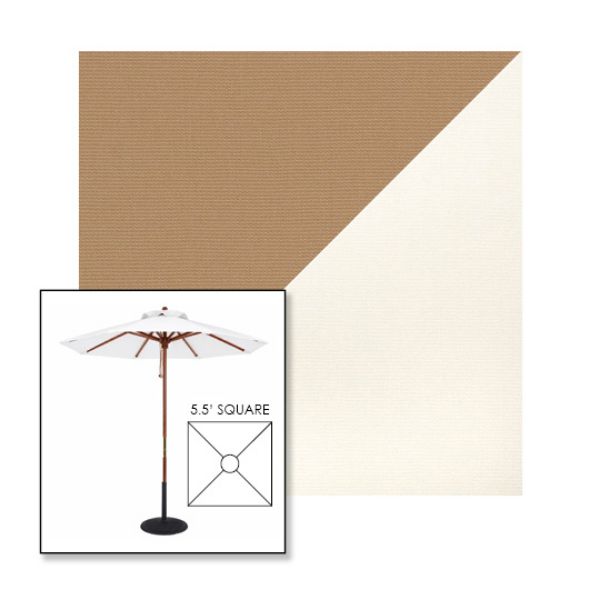 Picture of Beige White | 5.5' Wood Square Frame Market Umbrella Sunbrella® Awning Fabric