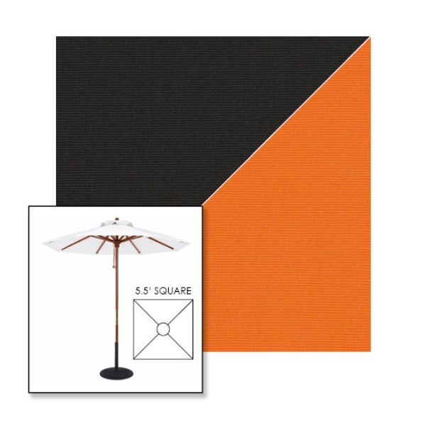 Picture of Black Tuscan | 5.5' Wood Square Frame Market Umbrella Sunbrella® Awning Fabric