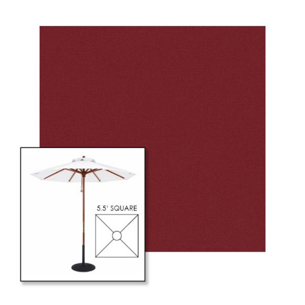 Picture of Burgundy | 5.5' Wood Square Frame Market Umbrella Sunbrella® Awning Fabric