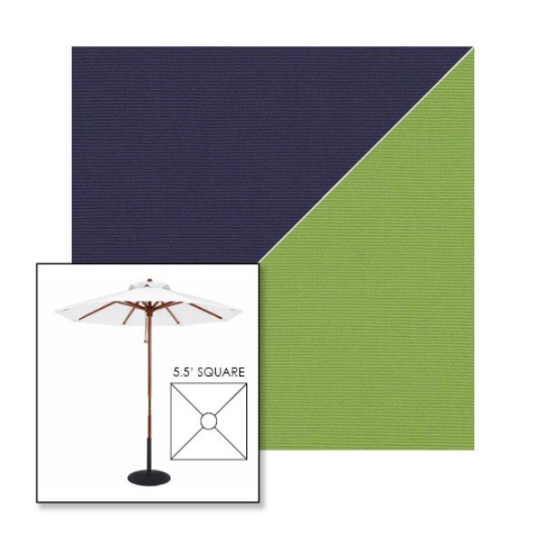 Picture of Captain Navy Ginkgo | 5.5' Wood Square Frame Market Umbrella Sunbrella® Awning Fabric