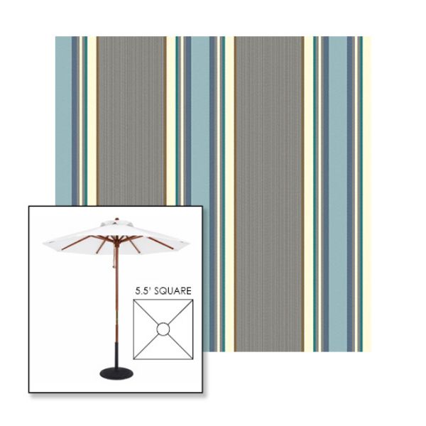 Picture of Emblem Dew | 5.5' Wood Square Frame Market Umbrella Sunbrella® Awning Fabric