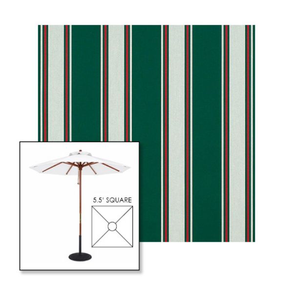 Picture of Forest Green Fancy | 5.5' Wood Square Frame Market Umbrella Sunbrella® Awning Fabric