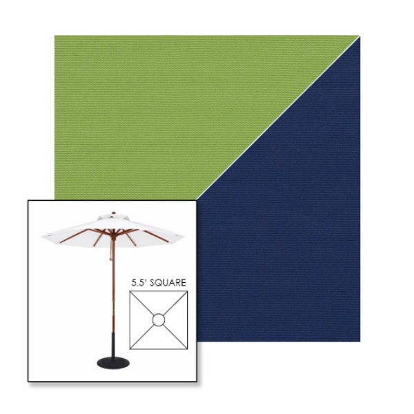 Picture of Ginkgo Marine Blue | 5.5' Wood Square Frame Market Umbrella Sunbrella® Awning Fabric