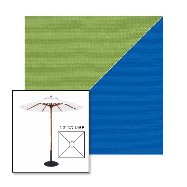 Picture of Ginkgo Pacific Blue | 5.5' Wood Square Frame Market Umbrella Sunbrella® Awning Fabric