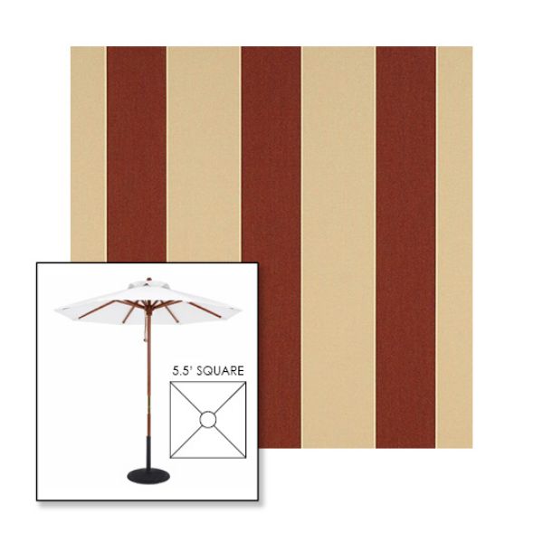 Picture of Havelock Brick | 5.5' Wood Square Frame Market Umbrella Sunbrella® Awning Fabric