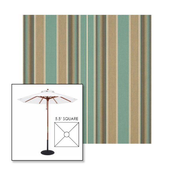 Picture of Kiawah Spa | 5.5' Wood Square Frame Market Umbrella Sunbrella® Awning Fabric