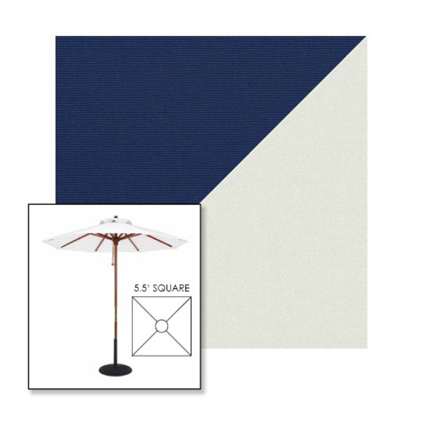 Picture of Marine Blue Silver | 5.5' Wood Square Frame Market Umbrella Sunbrella® Awning Fabric