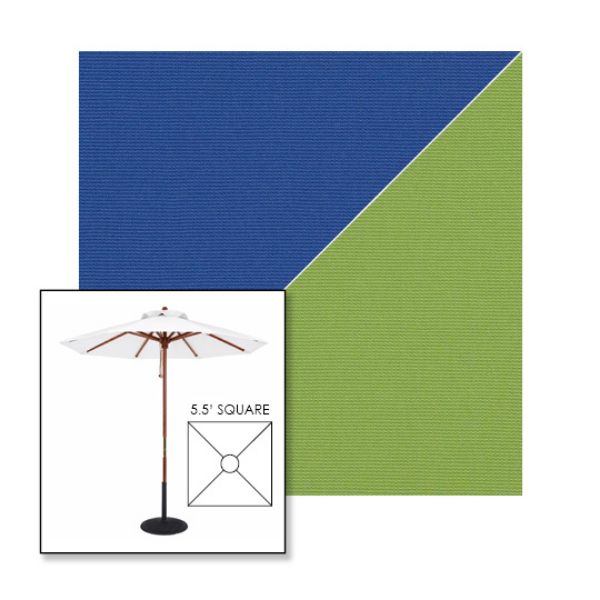 Picture of Mediterranean Blue Ginkgo | 5.5' Wood Square Frame Market Umbrella Sunbrella® Awning Fabric