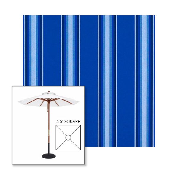 Picture of Pacific Blue Fancy | 5.5' Wood Square Frame Market Umbrella Sunbrella® Awning Fabric