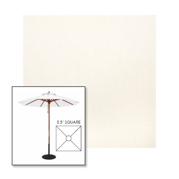 Picture of White | 5.5' Wood Square Frame Market Umbrella Sunbrella® Awning Fabric