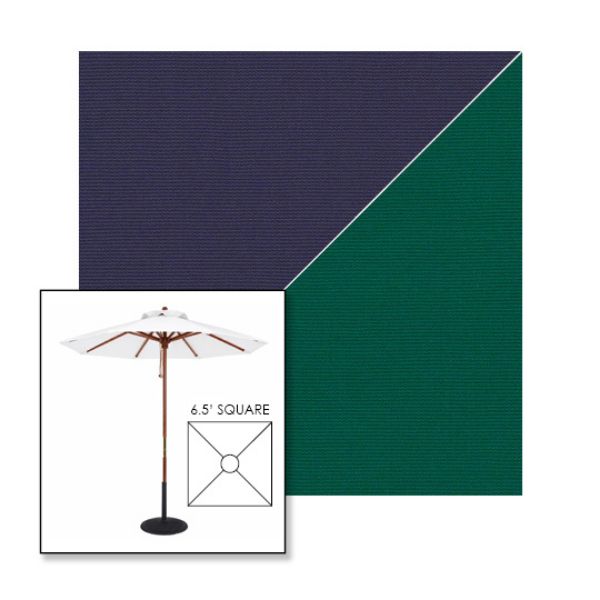 Picture of Captain Navy Forest Green | 6.5' Wood Square Frame Market Umbrella Sunbrella® Awning Fabric