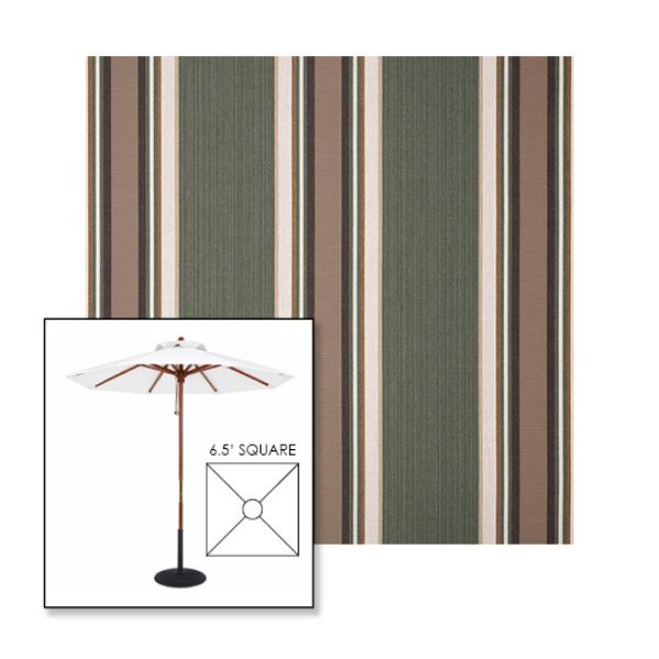 Picture of Emblem Fern | 6.5' Wood Square Frame Market Umbrella Sunbrella® Awning Fabric