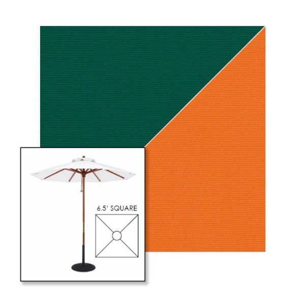 Picture of Forest Green Tuscan | 6.5' Wood Square Frame Market Umbrella Sunbrella® Awning Fabric