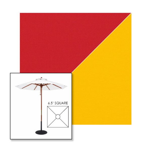 Picture of Jockey Red Yellow | 6.5' Wood Square Frame Market Umbrella Sunbrella® Awning Fabric