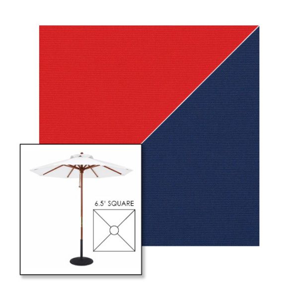 Picture of Logo Red Marine Blue | 6.5' Wood Square Frame Market Umbrella Sunbrella® Awning Fabric