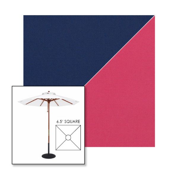 Picture of Marine Blue Pink | 6.5' Wood Square Frame Market Umbrella Sunbrella® Awning Fabric