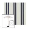 Picture of Navy Taupe Fancy | 6.5' Wood Square Frame Market Umbrella Sunbrella® Awning Fabric
