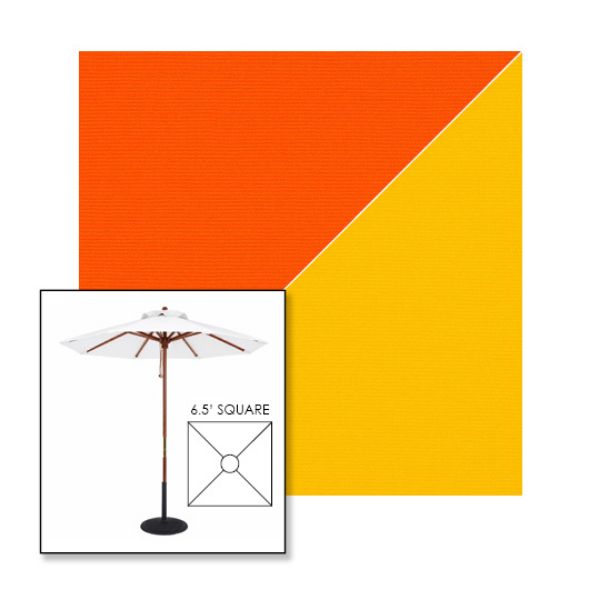 Picture of Orange Sunflower | 6.5' Wood Square Frame Market Umbrella Sunbrella® Awning Fabric