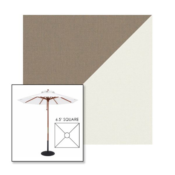 Picture of Taupe Natural | 6.5' Wood Square Frame Market Umbrella Sunbrella® Awning Fabric