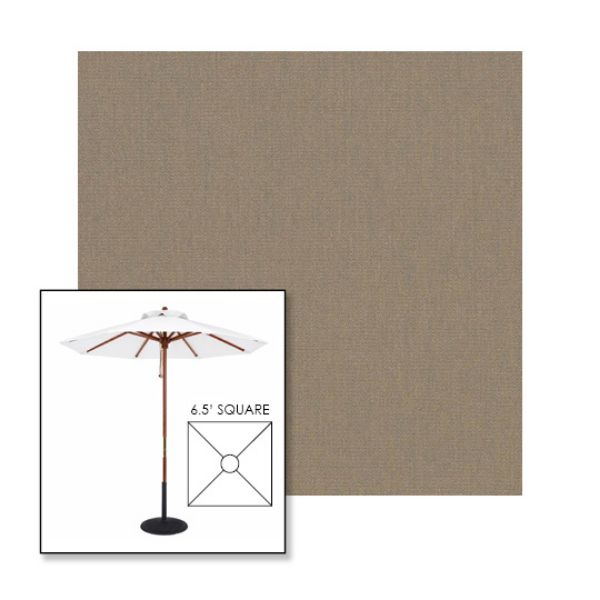 Picture of Taupe | 6.5' Wood Square Frame Market Umbrella Sunbrella® Awning Fabric