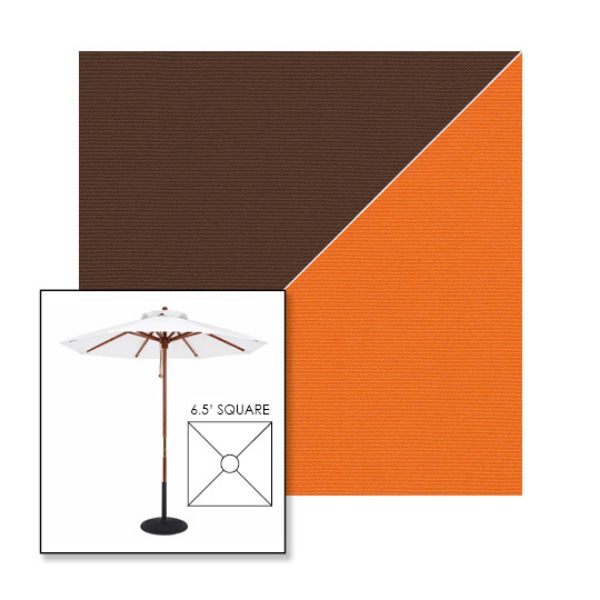 Picture of True Brown Tuscan | 6.5' Wood Square Frame Market Umbrella Sunbrella® Awning Fabric