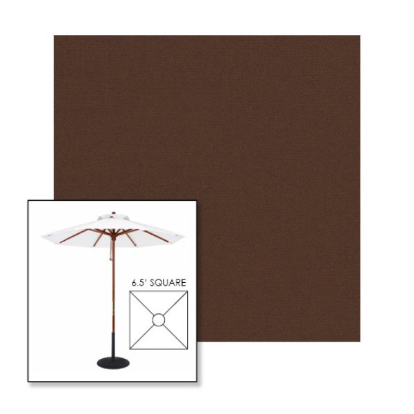 Picture of True Brown | 6.5' Wood Square Frame Market Umbrella Sunbrella® Awning Fabric
