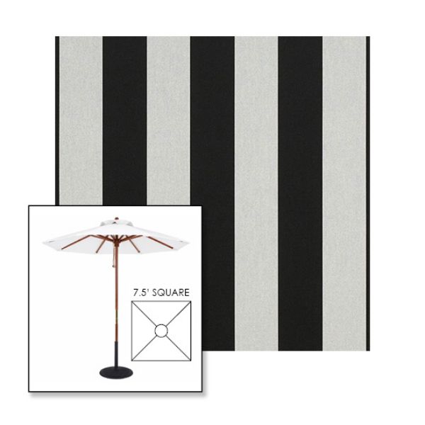 Picture of Beaufort Black White | 7.5' Wood Square Frame Market Umbrella Sunbrella® Awning Fabric