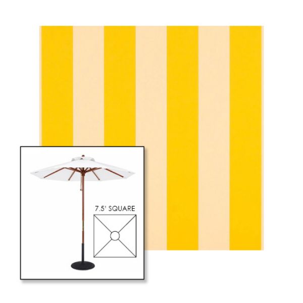 Picture of Beaufort Yellow White | 7.5' Wood Square Frame Market Umbrella Sunbrella® Awning Fabric