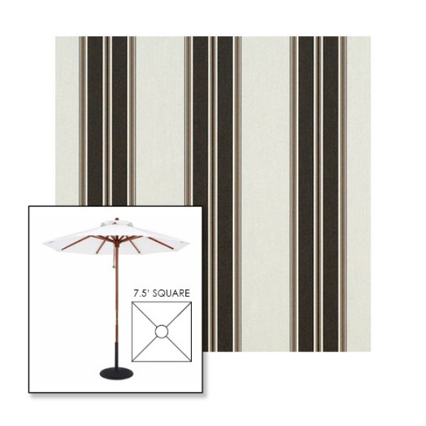 Picture of Black Taupe Fancy | 7.5' Wood Square Frame Market Umbrella Sunbrella® Awning Fabric