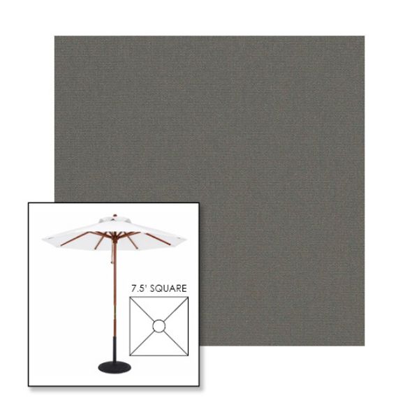 Picture of Charcoal Grey | 7.5' Wood Square Frame Market Umbrella Sunbrella® Awning Fabric