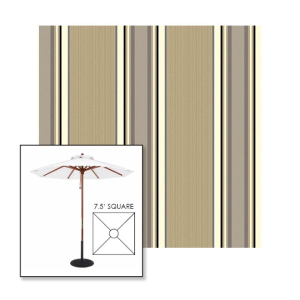Picture of Emblem Beige | 7.5' Wood Square Frame Market Umbrella Sunbrella® Awning Fabric