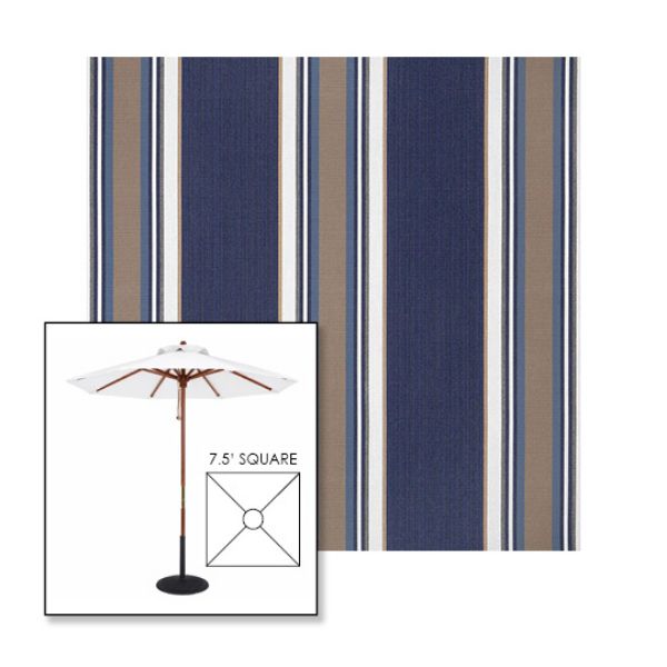 Picture of Emblem Navy | 7.5' Wood Square Frame Market Umbrella Sunbrella® Awning Fabric