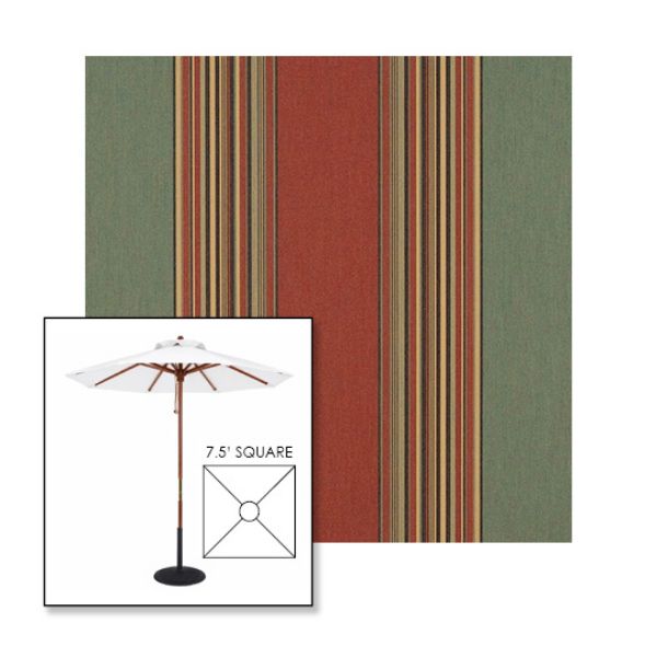 Picture of Henna Fern Vintage | 7.5' Wood Square Frame Market Umbrella Sunbrella® Awning Fabric