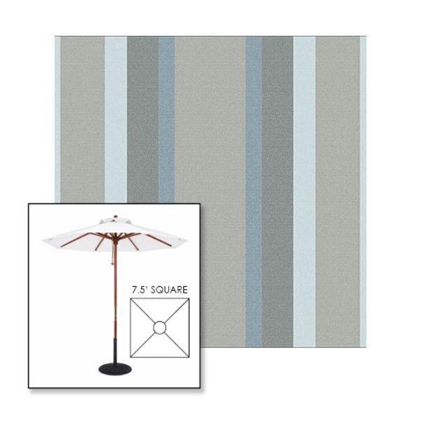 Picture of Marco Blue Grey | 7.5' Wood Square Frame Market Umbrella Sunbrella® Awning Fabric