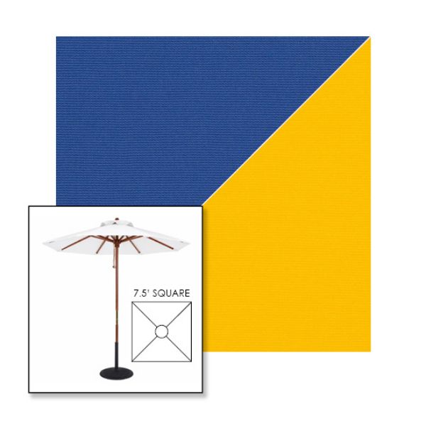 Picture of Mediterranean Blue Sunflower | 7.5' Wood Square Frame Market Umbrella Sunbrella® Awning Fabric