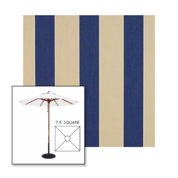 Picture of Mediterranean Canvas Block | 7.5' Wood Square Frame Market Umbrella Sunbrella® Awning Fabric
