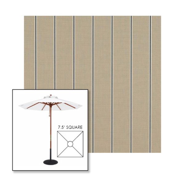 Picture of Putty Regimental | 7.5' Wood Square Frame Market Umbrella Sunbrella® Awning Fabric
