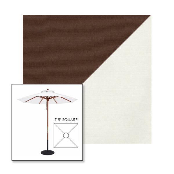 Picture of True Brown Natural | 7.5' Wood Square Frame Market Umbrella Sunbrella® Awning Fabric