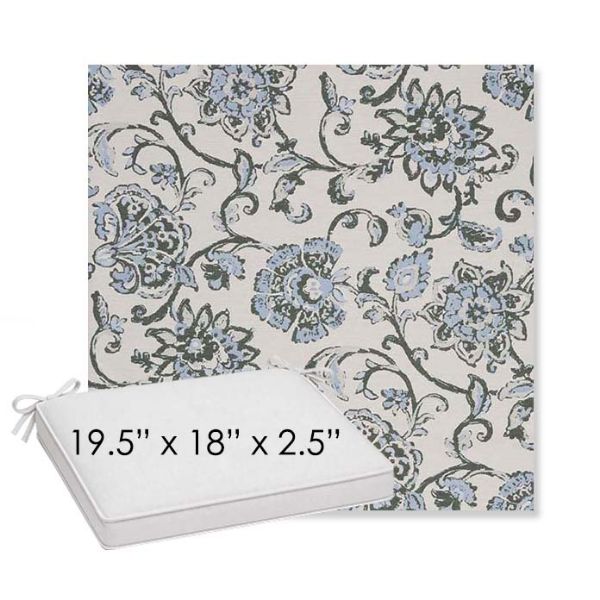 Picture of Martha Floral Periwinkle | Sunbrella® 19.5" x 18" Outdoor Dining Cushion