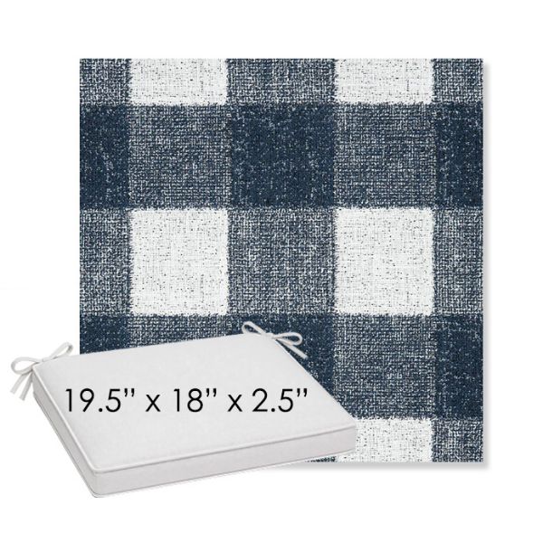 Picture of Preso Indigo | Sunbrella® 19.5" x 18" Outdoor Dining Cushion