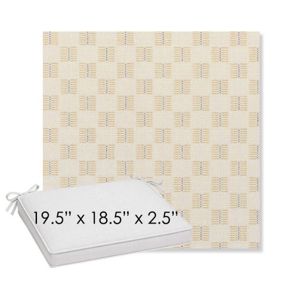Picture of Mend Saffron | Sunbrella® 19.5" x 18.5" Outdoor Dining Cushion