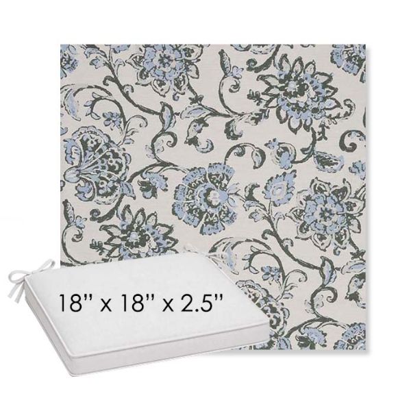 Picture of Martha Floral Periwinkle | Sunbrella® 18" x 18" x 2.5" Outdoor Dining Cushion