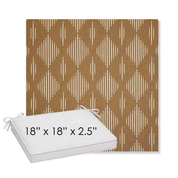 Picture of Spinner Diamond Teak | Sunbrella® 18" x 18" x 2.5" Outdoor Dining Cushion