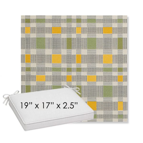 Picture of Rubix Lemon Lime | Sunbrella® 19" x 17" x 3" Outdoor Dining Cushion